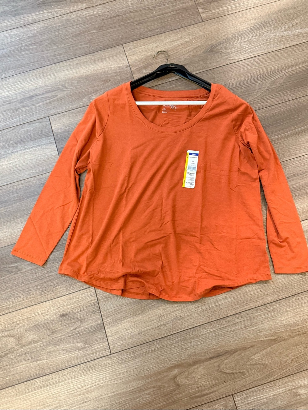 2pk Terra & Sky Lightweight Scoop-Neck Long Sleeve Top - Orange